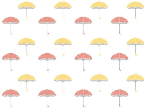 Seamless pattern of yellow and pink umbrellas. Stock Illustration