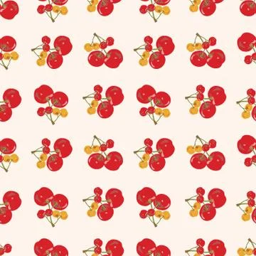 Seamless Pattern with Yellow and Red Cherry Stock Illustration