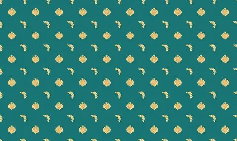Seamless pattern of yellow and white flowers on teal background Stock Illustration