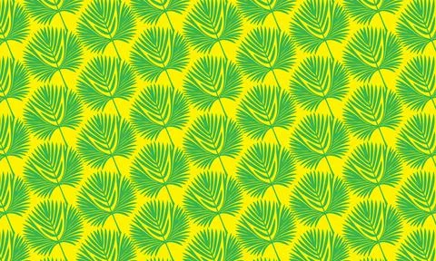 Seamless pattern with yellow background floral art, and green leaves background  Illustrazione stock