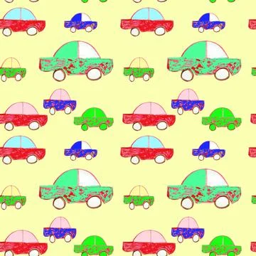 Seamless pattern on a yellow background, watercolor vintage hand-drawn illust Illustrazione stock
