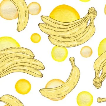 Seamless pattern with yellow bananas Stock Illustration
