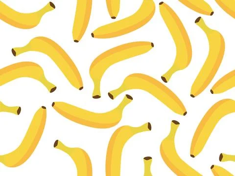 Seamless pattern with yellow bananas on a white background. Exotic sweet ba.. Stock-Illustration