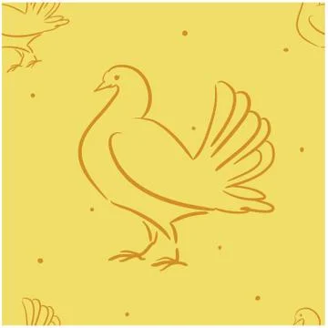 Seamless pattern yellow bird dove Stock Illustration