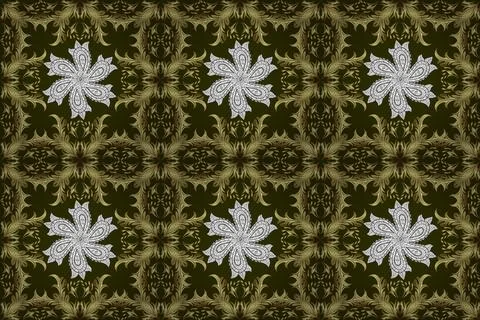 Seamless pattern on yellow, brown and neutral colors with golden elements. Class Illustrazione stock