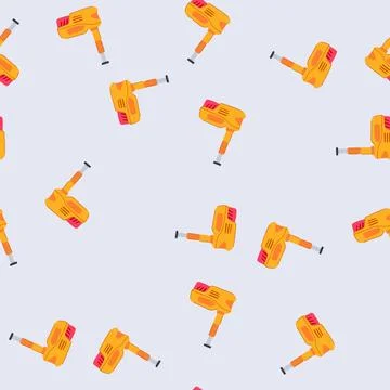Seamless pattern yellow car jack tool lifting vehicle maintenance concept Stock Illustration