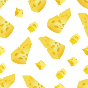 Seamless pattern of yellow cheese with holes. Vector illustration isolated on Stock Illustration