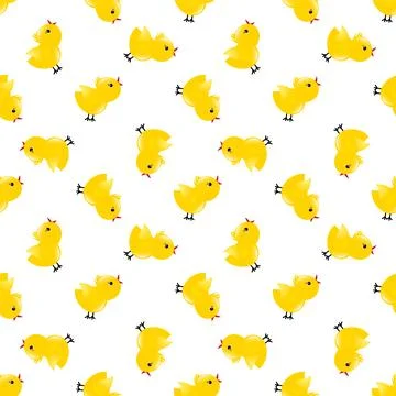 Seamless pattern with yellow chickens. Stock Illustration
