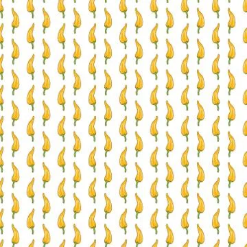 Seamless pattern with yellow chillies or pepper on a white background. Stock Illustration