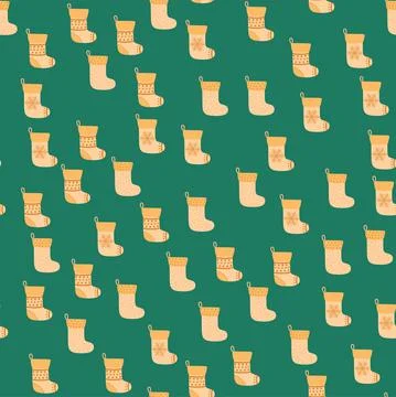 Seamless pattern with yellow christmas socks. illustration for design, web, w Stock Illustration