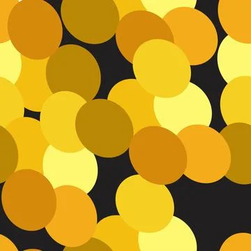 Seamless pattern with yellow circles on black background Stock Illustration