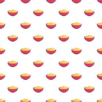 Seamless pattern with yellow condiment in red bowl Stock Illustration