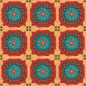 Seamless pattern on a yellow crumpled paper. Stock Illustration