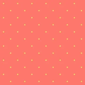 Seamless pattern yellow dot on a Bittersweet orange-pink background. Stock Illustration
