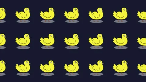 Seamless pattern of yellow ducks cartoon animal in a tile background animation Stock Footage 325314171