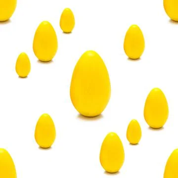 Seamless pattern of yellow Easter eggs of different shapes 스톡 사진