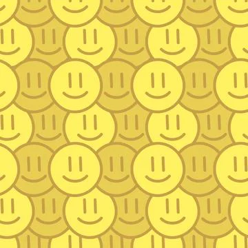 Seamless pattern of yellow emoticons. Smile in a social network. Vector ill.. Illustrazione stock