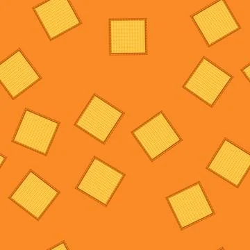 Seamless pattern Yellow fabric patch with orange stitching pattern Illustrazione stock