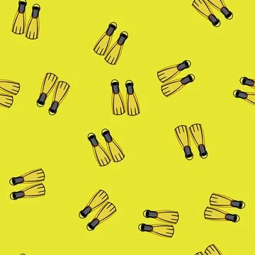 Seamless pattern yellow flippers cartoon vector イラスト素材