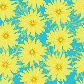 Seamless pattern with yellow flowers decorative design Stock Illustration