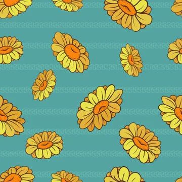 Seamless pattern of yellow flowers Stock-Illustration