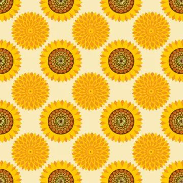 Seamless pattern with yellow flowers Stock Illustration