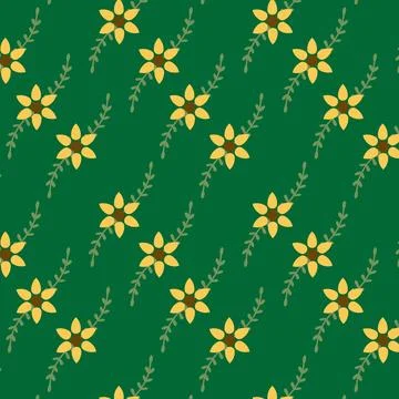 Seamless pattern with yellow flowers Stock Illustration