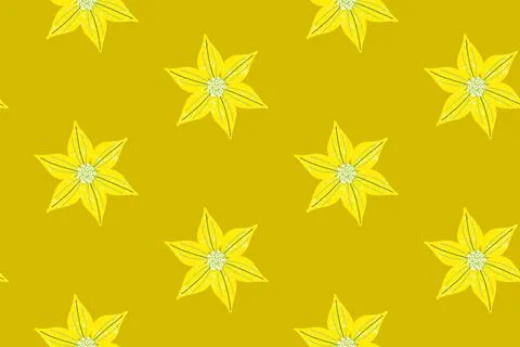 Seamless pattern, yellow geometric flowers, similar to stars, in a simple Stock Illustration