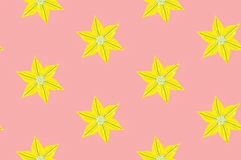 Seamless pattern, yellow geometric flowers, similar to stars, in a simple Stock Illustration