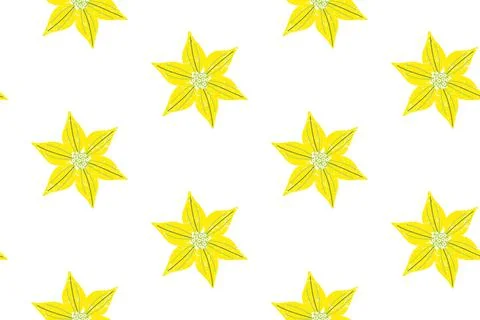Seamless pattern, yellow geometric flowers, similar to stars, in a simple Stock Illustration