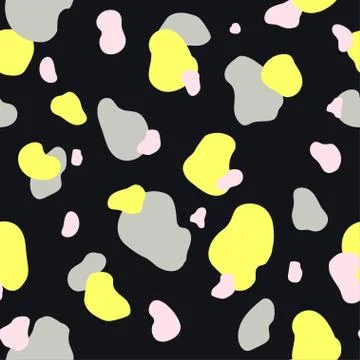 Seamless pattern of yellow, gray and pink spots Stock Illustration