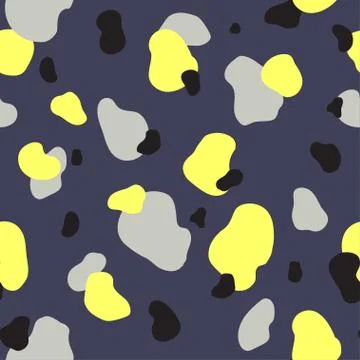 Seamless pattern of yellow, gray and black spots Stock Illustration