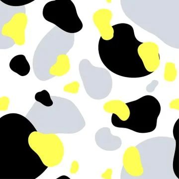 Seamless pattern of yellow, gray and black spots Stock Illustration