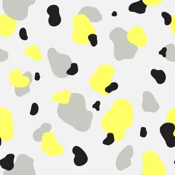 Seamless pattern of yellow, gray and black spots Stock Illustration