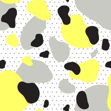 Seamless pattern of yellow, gray and black spots Stock Illustration