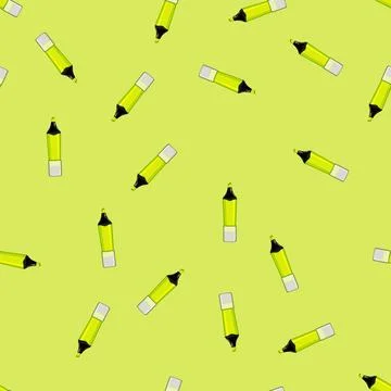 Seamless pattern yellow highlighter cartoon vector sign color Stock Illustration