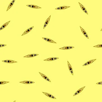 Seamless pattern Yellow kayak boat isolated on white background paddling Stock-Illustration