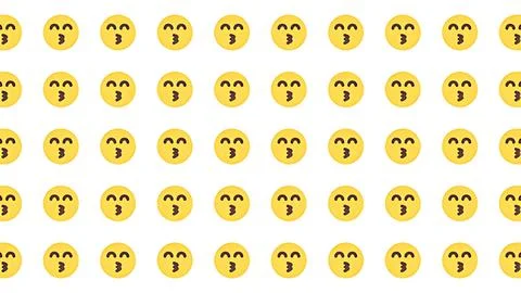 Seamless pattern of yellow kissing face emojis on white background for soci.. Stock Illustration