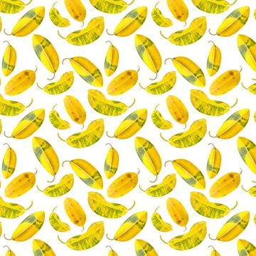 Seamless pattern with yellow leaves on a white background. 스톡 일러스트