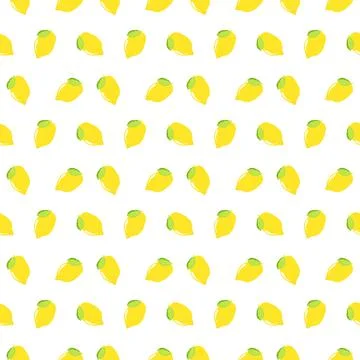 Seamless pattern yellow Lemon and leaves fruit with isolated on white.Bright  Foto stock
