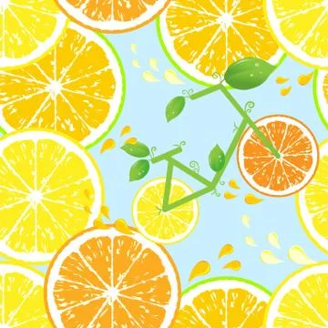 Seamless pattern of yellow lemon slices - vector illustration Stock Illustration