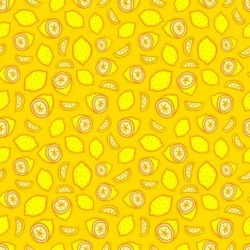 Seamless pattern with yellow lemon. Vector background Illustrazione stock