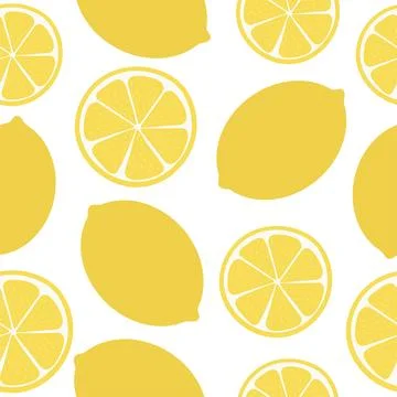 Seamless pattern of yellow lemon. Vector illustration isolated on a white Stock Illustration