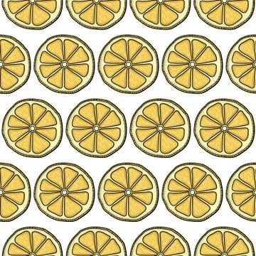 Seamless pattern with yellow lemons. Vector illustration. Stock Illustration