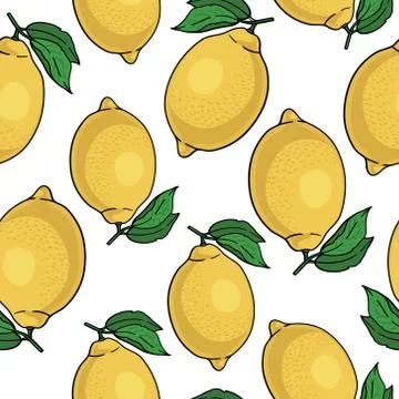 Seamless pattern with yellow lemons. Vector illustration. Stock Illustration