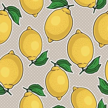 Seamless pattern with yellow lemons. Vector illustration. Stock Illustration