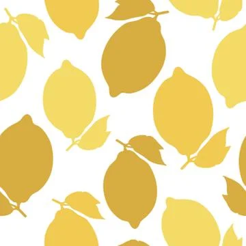 Seamless pattern with yellow lemons. Vector illustration. Stock Illustration