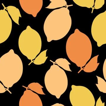 Seamless pattern with yellow lemons. Vector illustration. Stock Illustration