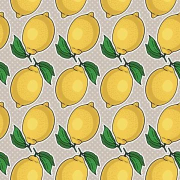 Seamless pattern with yellow lemons. Vector illustration. Stock Illustration