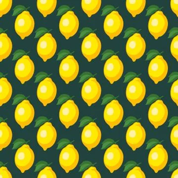 Seamless pattern with yellow lemons. Vector illustration. Stock Illustration